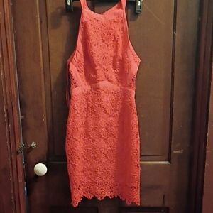 Astr Coral Lace Midi Dress